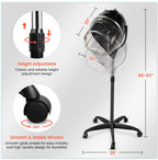 Professional Hooded Bonnet Hair Dryer Stand, Rolling Wheels & Timer