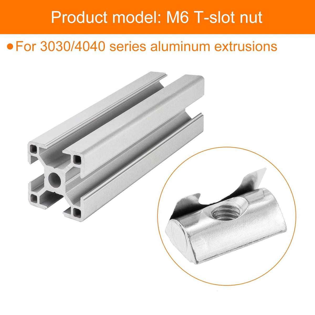 uxcell 20Pcs M6 T Nut Roll in Spring T Nut 3030/4040 Series W/Spring Sheet