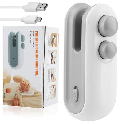 Rechargeable 2-in-1 Mini Bag Sealer with Magnet, Portable Heat Resealer & Cutter for Chip Bags, Plastic Snack Bags