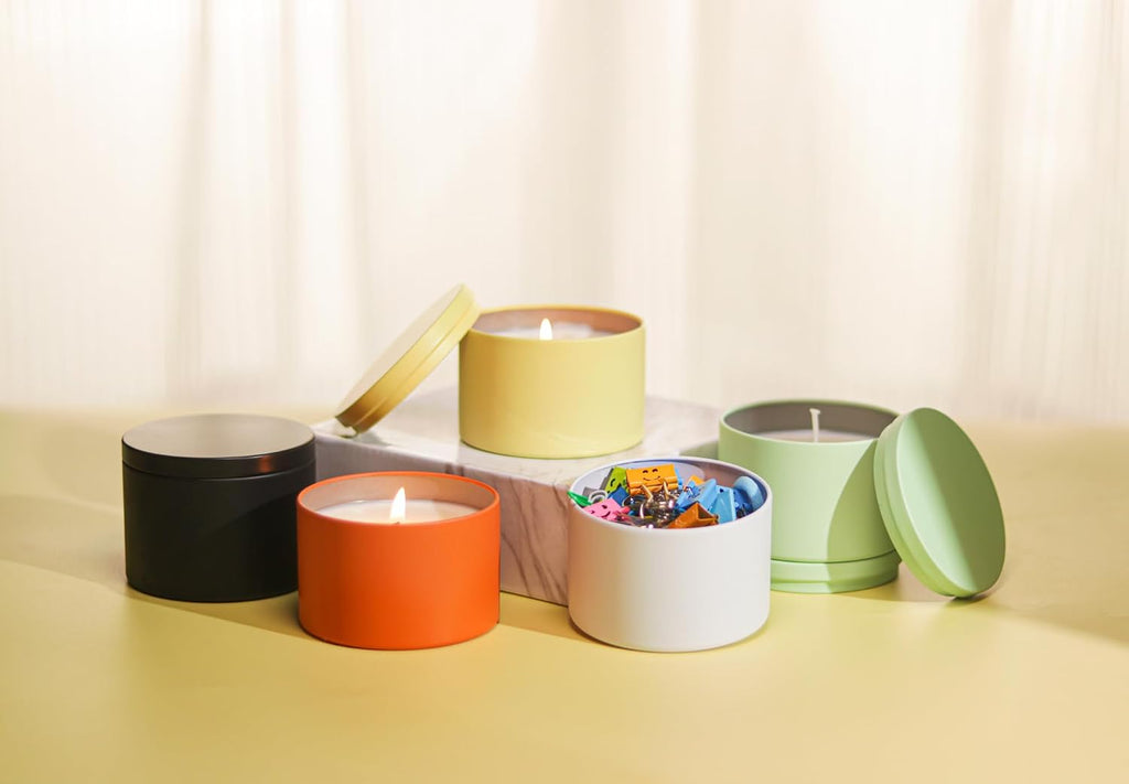 Candle Tins 8oz with Lids, 24 Pack Seamless Candle Containers for Candle Making Supplies Empty Candle Jars - Orange