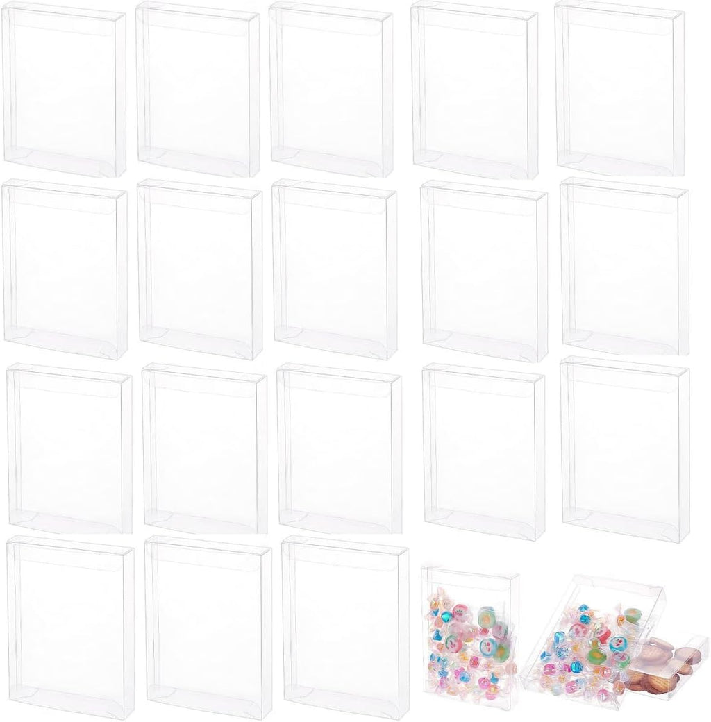 30PCS 4.5x1x5.9inch Clear Gift Box PVC Candy Treat Box Transparent Rectangle Wedding Favor Boxes for Treat Candy