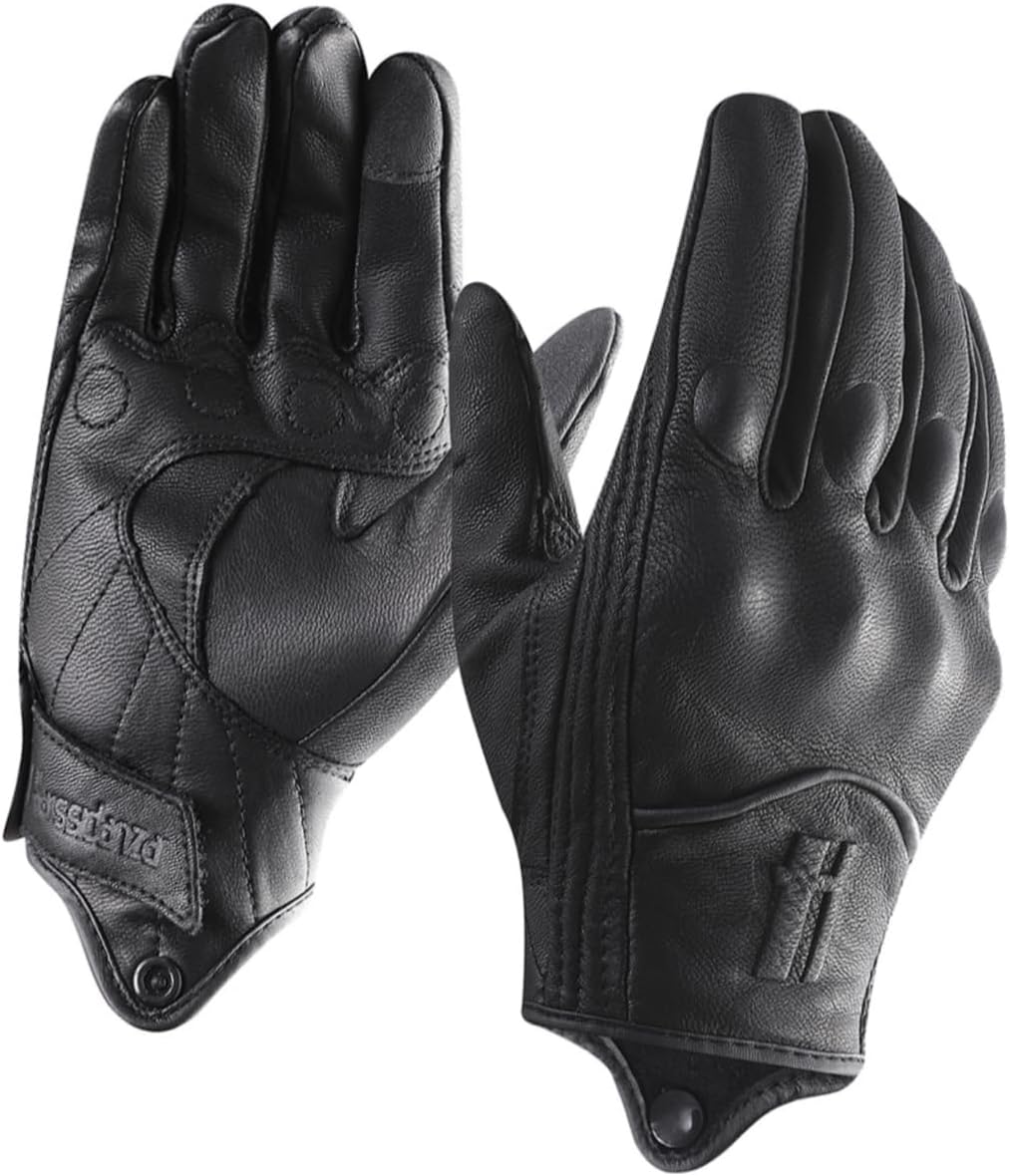 Mens Winter Warm Leather Motorcycle Gloves with Touchscreen GM041US
