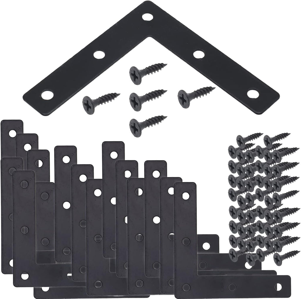 20-Pack Steel Flat Mending Plate Corner Brace 3.15x3.15in for Wood