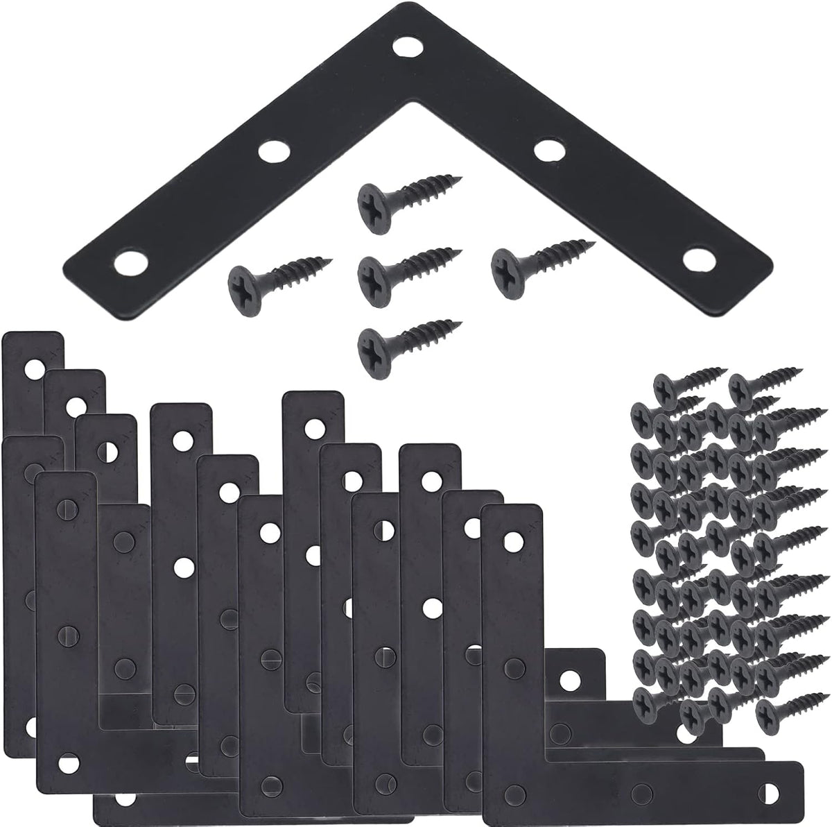 20-Pack Steel Flat Mending Plate Corner Brace 3.15x3.15in for Wood