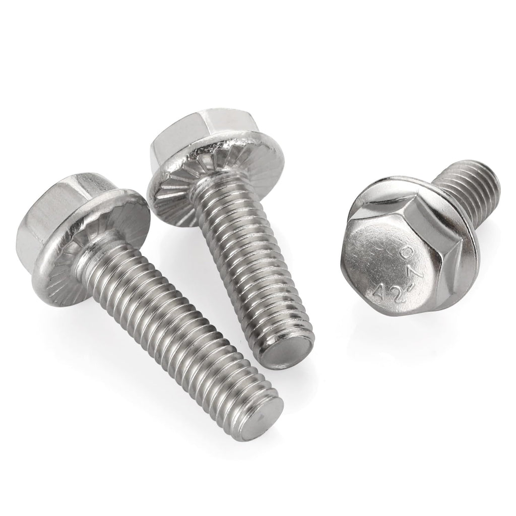 3/8-16 x 1 Flange Hex Head Bolts, Stainless Steel 304, Fully Threaded, 10 PCS