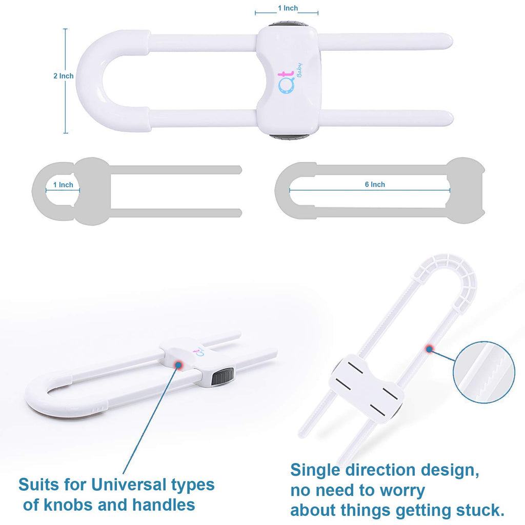Baby Proofing Cabinet Locks Adjustable U Shaped Baby Safety Latches for Drawers, Fridge, Closet Modern Baby Proofing