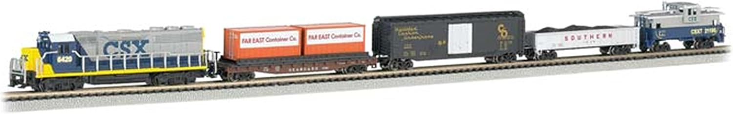 Trains - Freightmaster Ready To Run 60 Piece Electric Train Set - N Scale,Silver , 0.5 Liters | Complete Starter Set