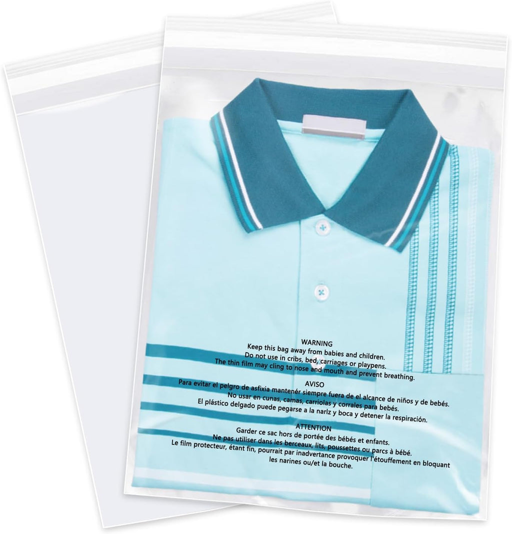 9" x 12" (1000 Count) Clear Poly Bags with Suffocation Warning
