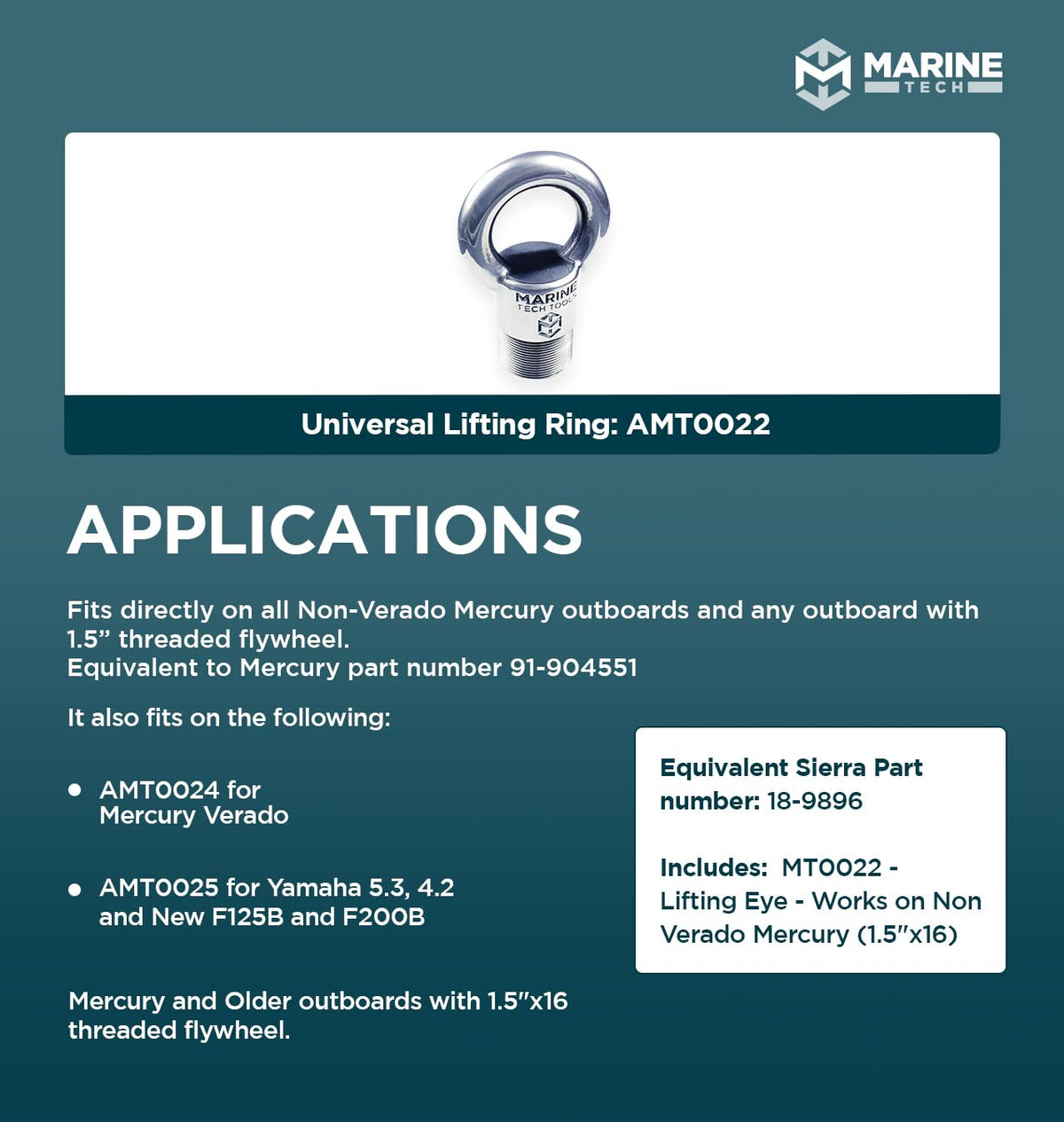 Marine Tech Tools Universal Outboard Lifting Ring AMT0022, Non-Verado