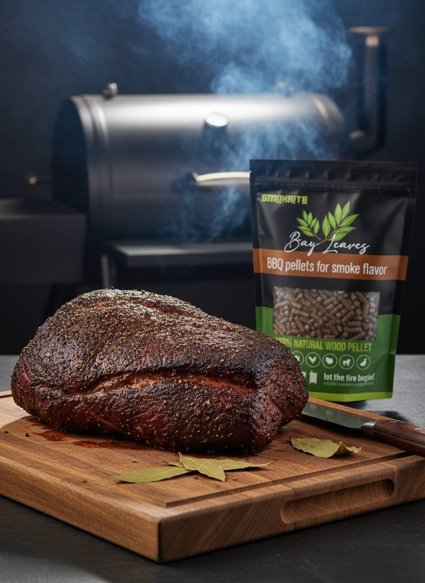 : Bay Leaves Wood Pellets for Smoker Grills, All 100% Natural Hard Wood BBQ Pellets for Outdoor Grills, Smoke, Roast
