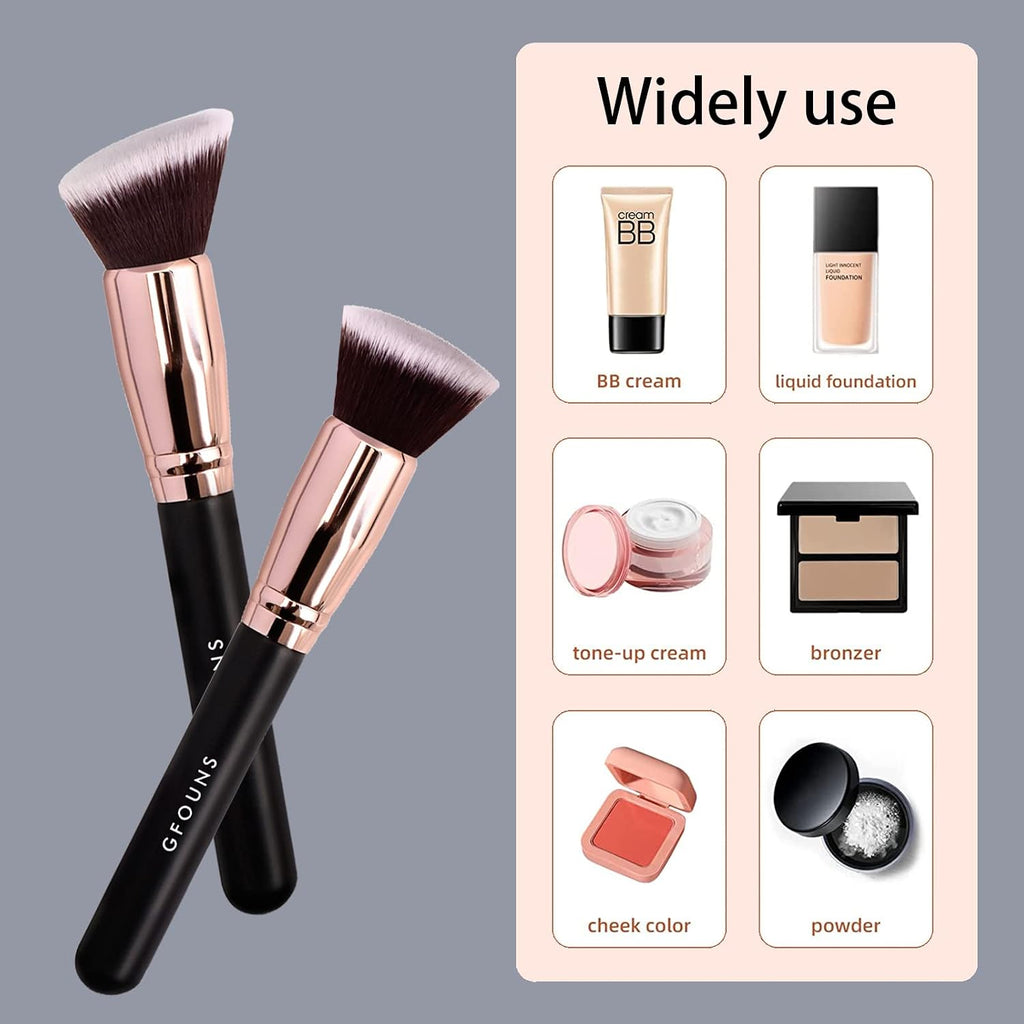 Foundation Brush For Liquid Makeup :Angled & Flat Top Kabuki Brush Synthetic Professional Makeup Brush For
