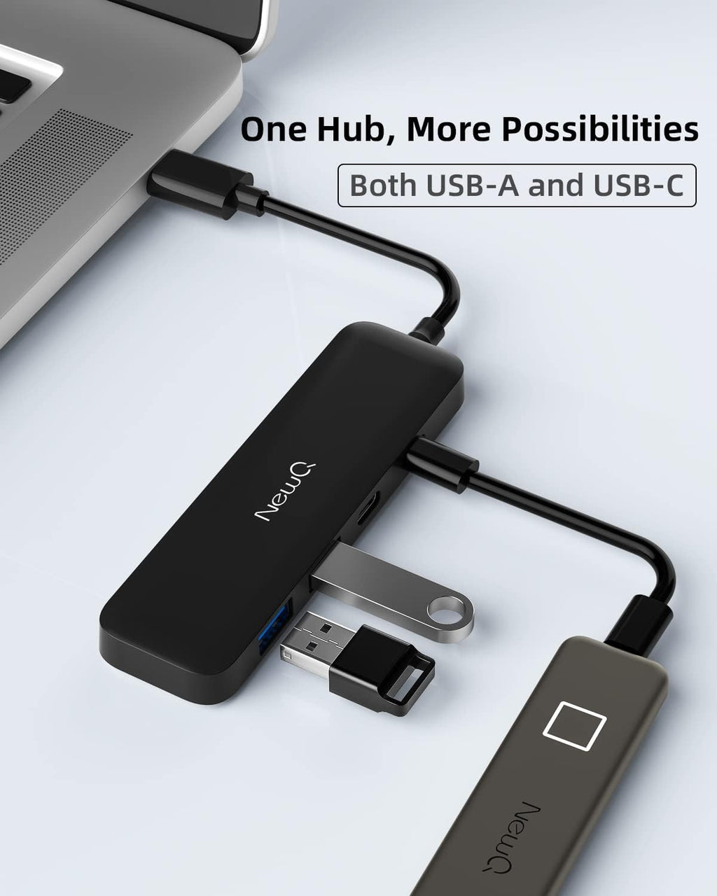 Dual USB C USB A 3.0 Hub: USB Hub 4 Ports with 2* USB-C 3.0 and 2* USB-A 3.0, Ultra Slim Portable USB Splitter