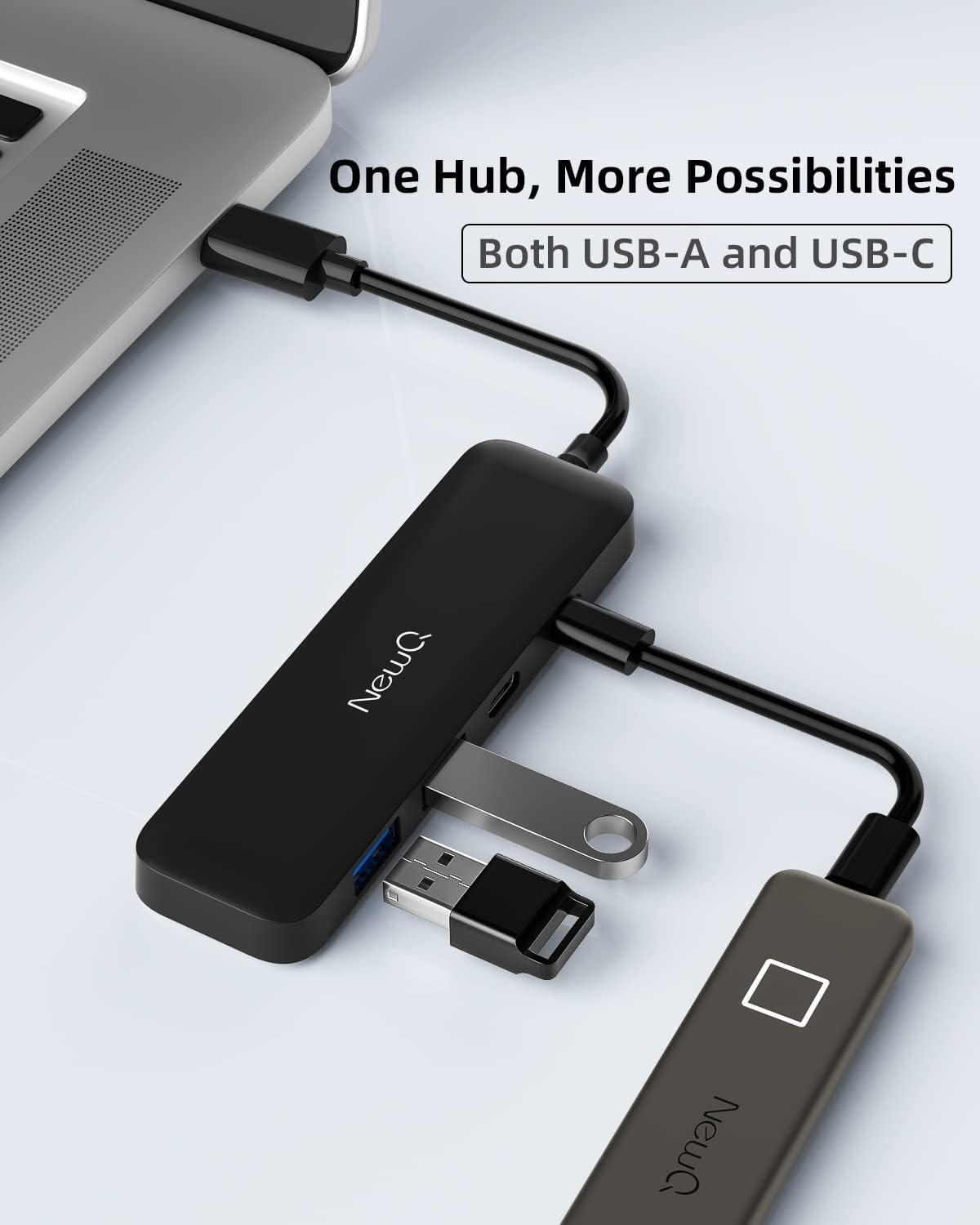 Dual USB C USB A 3.0 Hub: USB Hub 4 Ports with 2* USB-C 3.0 and 2* USB-A 3.0, Ultra Slim Portable USB Splitter