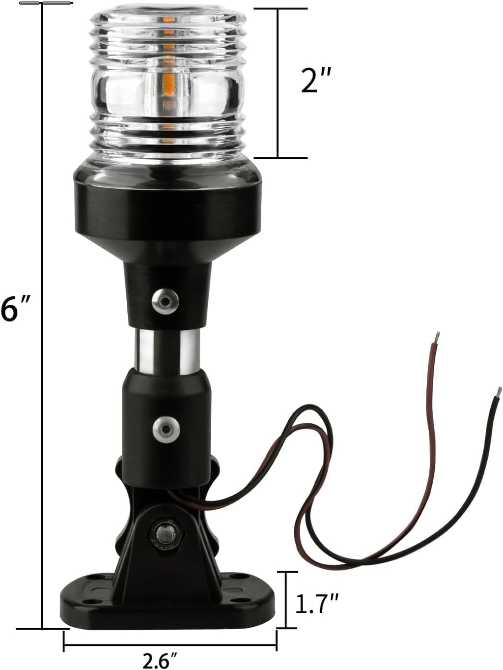 marinexplore Boat Stern Light 6''，White LED Anchor Light,Bimini Top Lights