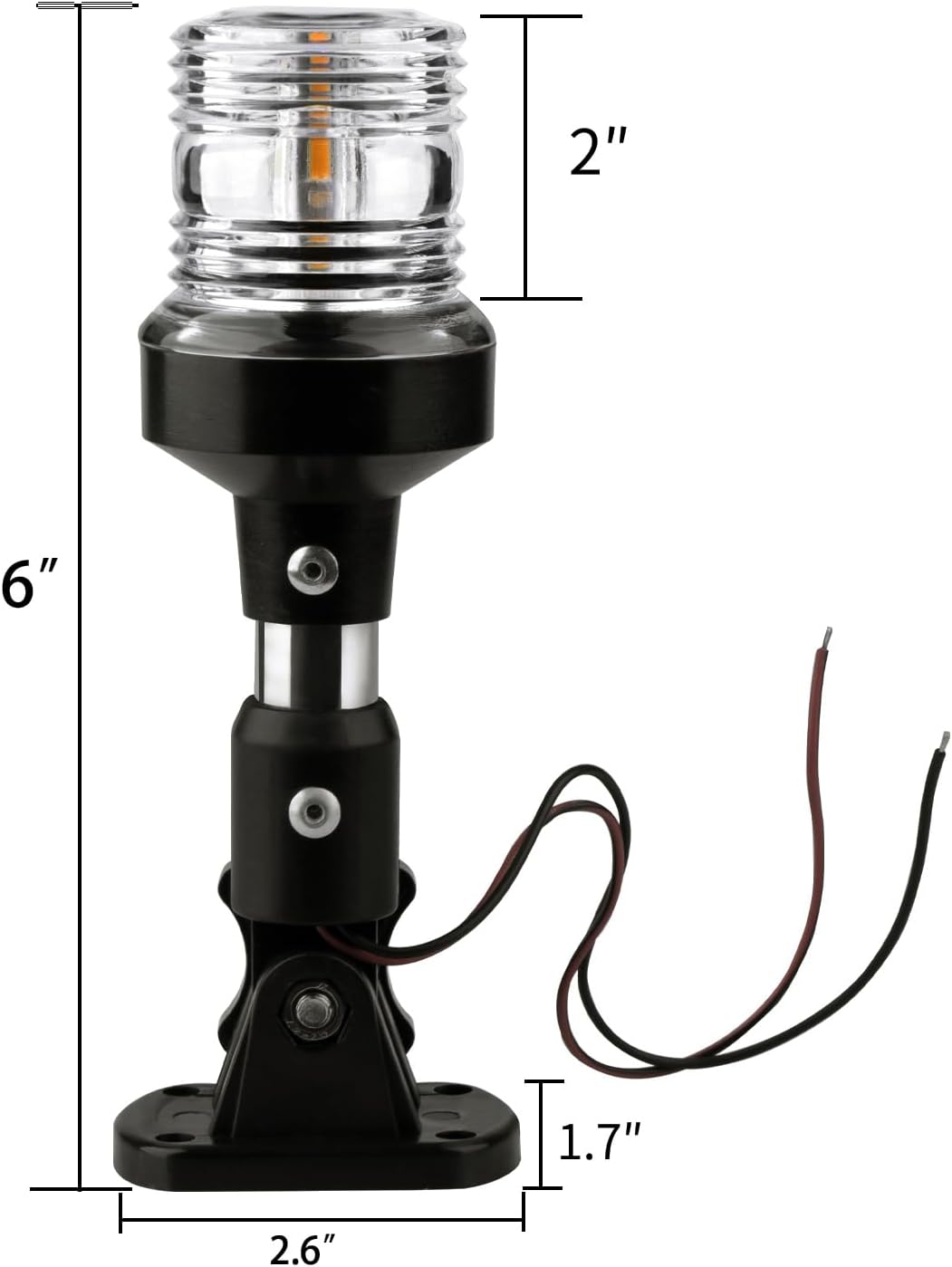 marinexplore Boat Stern Light 6''，White LED Anchor Light,Bimini Top Lights
