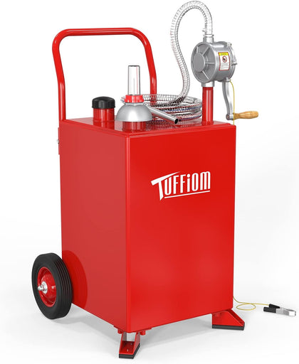 20 Gallon Fuel Gas Caddy w/Wheels & Manual Siphon Pump, Portable Diesel Fuel Transfer Storage Tank w/8.9ft Hose