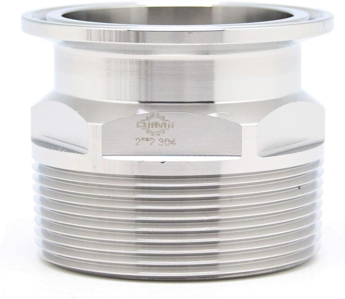 QiiMii 2" Tri Clamp Adapter to 2" MNPT Thread Ferrule Hexagonal Sanitary Pipe Fitting