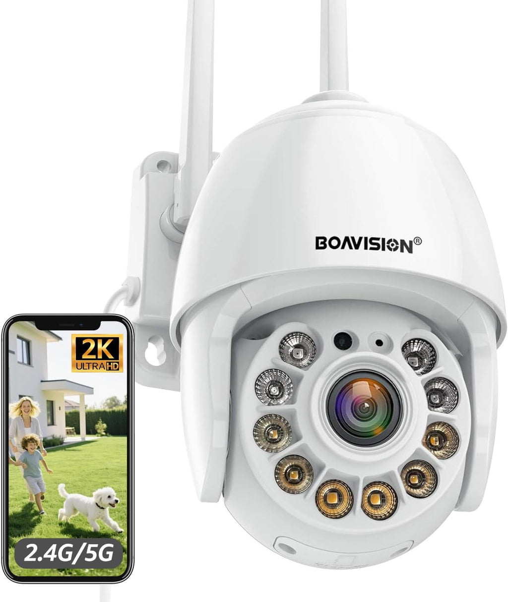 2K Security Camera Outdoor, Wireless WiFi IP Camera Home Security System 360° View,Motion Detection, auto