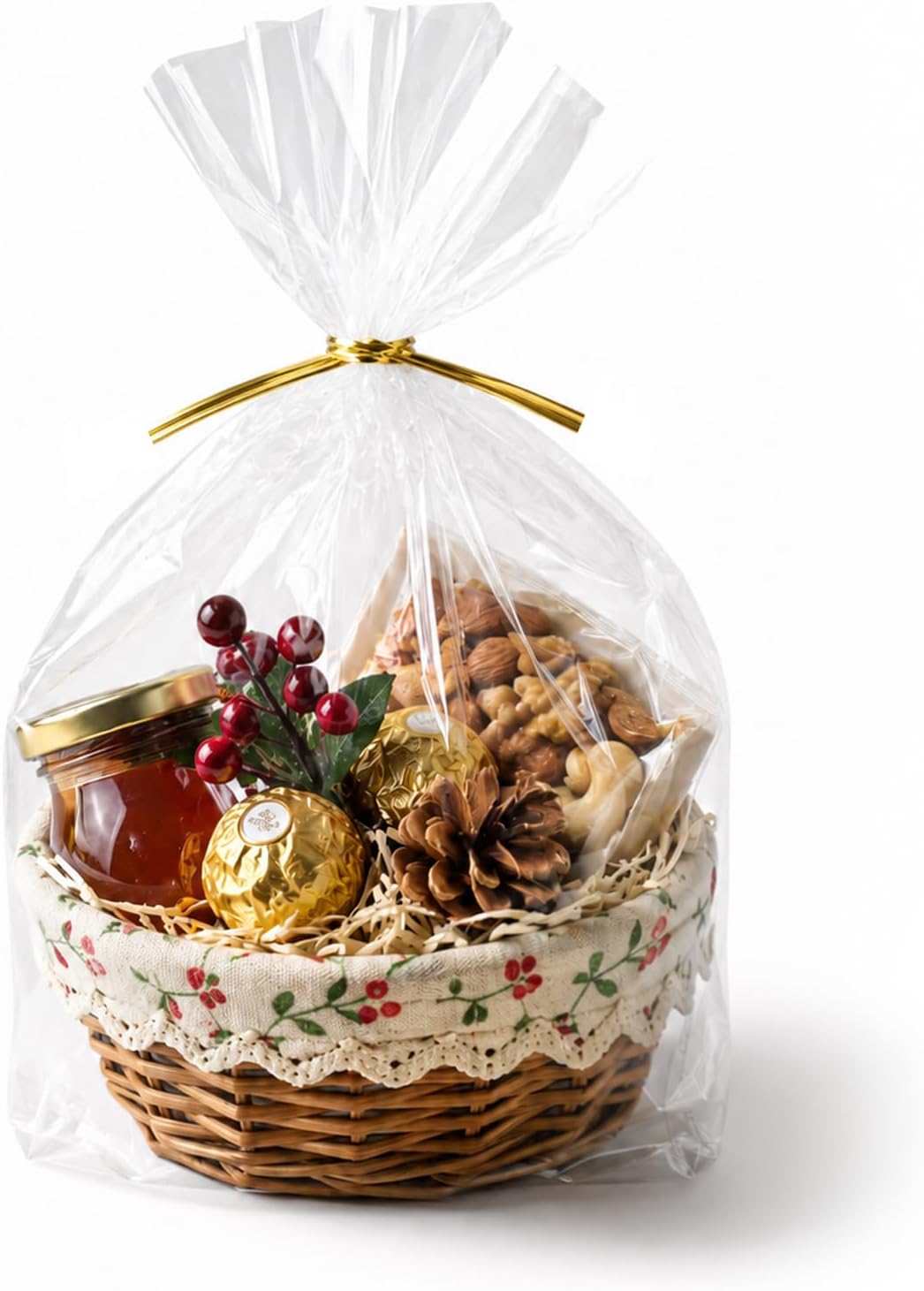 Clear Cellophane Gift Bags with Twist Ties, 12x18 Inches, 50 Pack