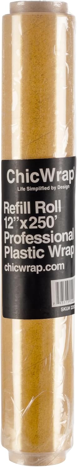 Professional Grade Plastic Wrap - 1x Large 12" x 250' Refill Roll