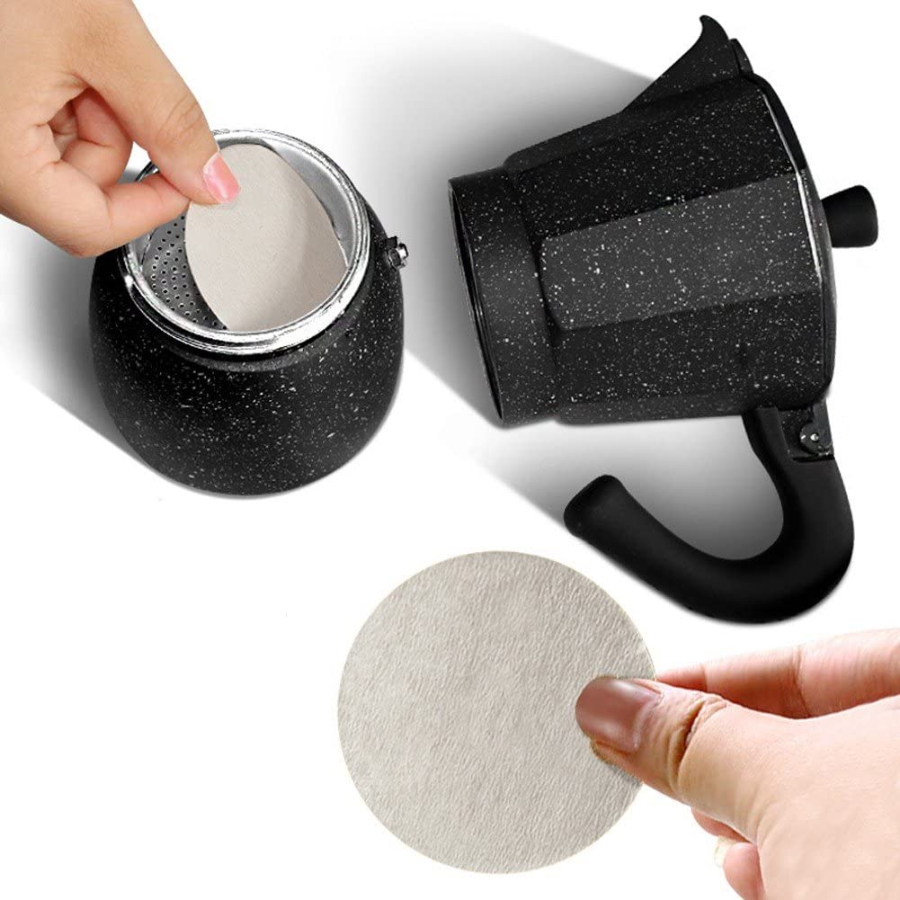 Fjlitx Filter Paper 200pcs Round Micro Paper Filters Replacement Compatible with Coffee Espresso Maker Moka Pot 60mm