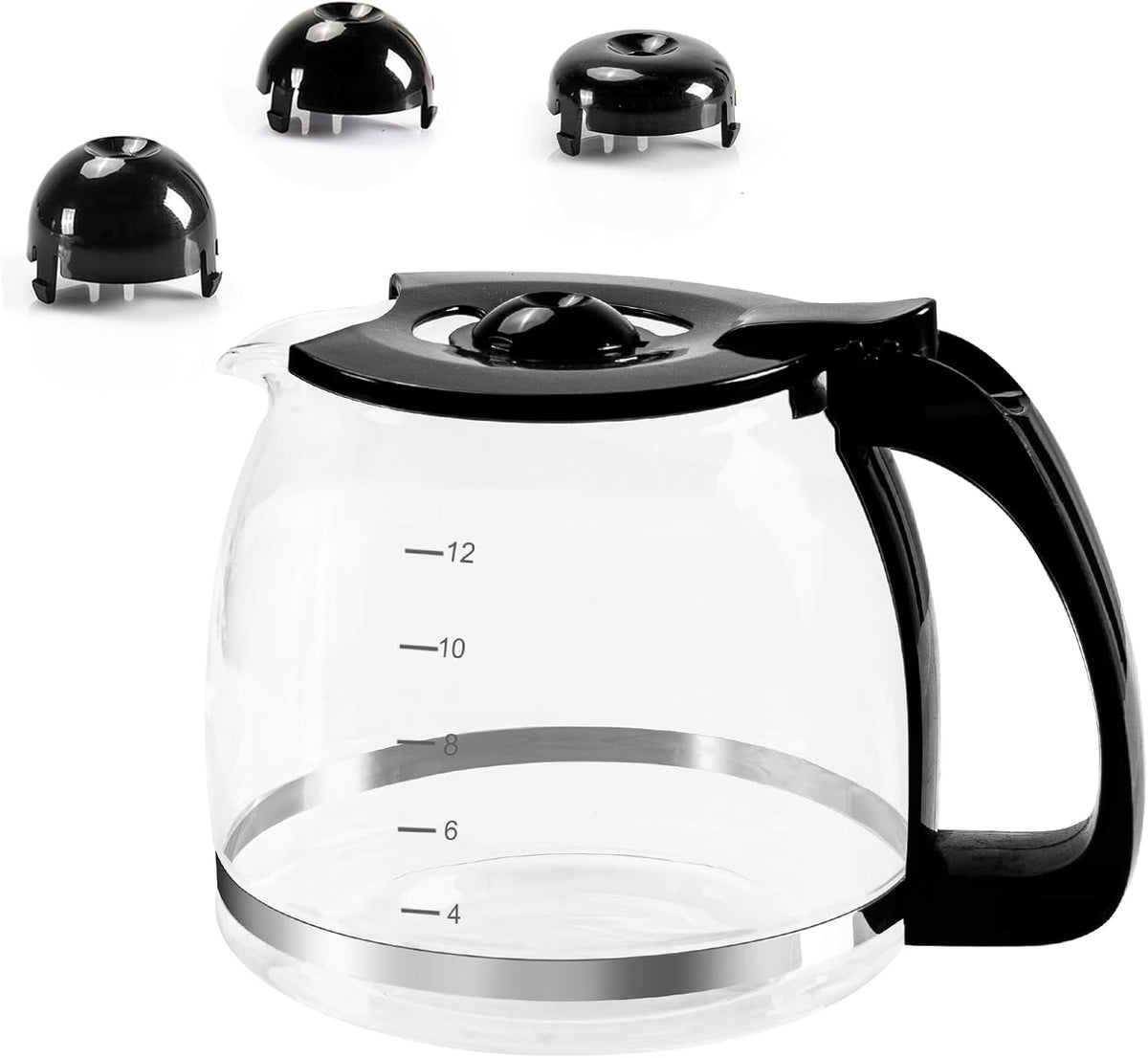 12-Cup Glass Coffee Carafe for Drip Coffee Makers,1.8L Universal Carafe Pot