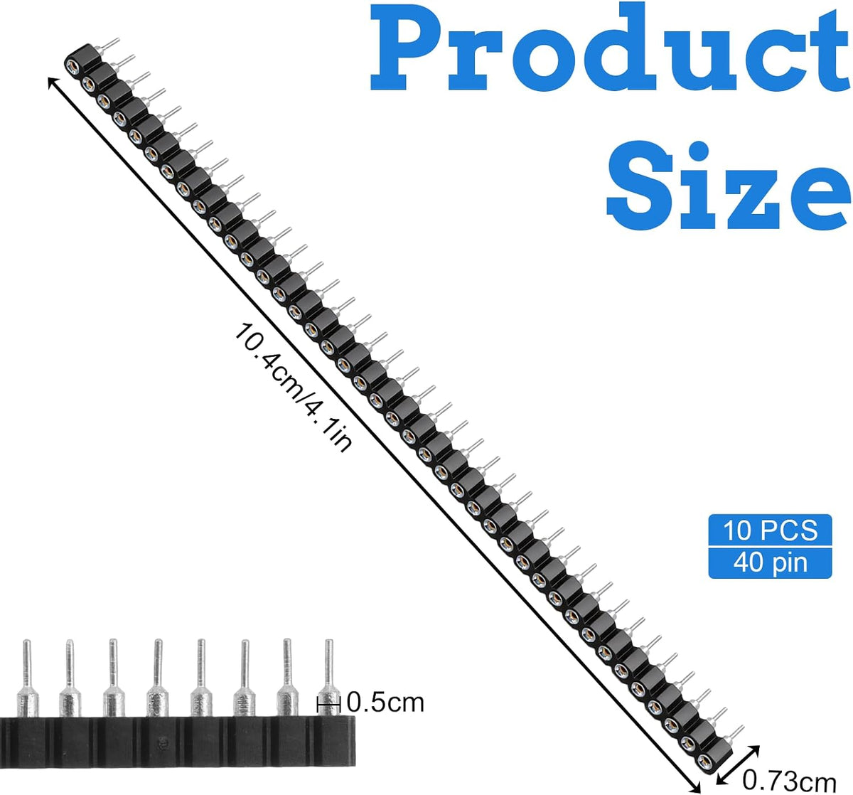 10pcs 1x40P Single Row Round Headers Machine Pin Female 0.1" 2.54mm 40 Pin Breakable PCB Breadboard Socket Connector