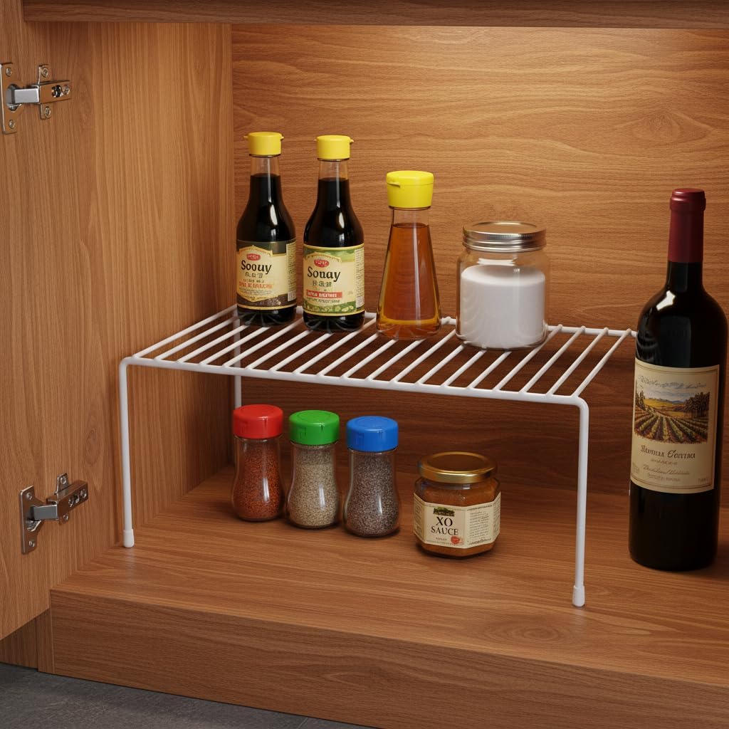 4-Pack Medium (13x8.5inch) Kitchen Organizer Rack, Kitchen Shelves for Spice Organization for Cabinet, Pantry