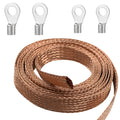 Flat Copper Braid Cable,6mm Flat Copper Braided Ground Strap Wire, Flexible Shielding Wire Mesh（16.4ft）