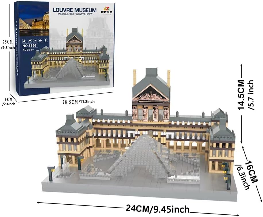Louvre Museum Paris Micro Mini Building Blocks Architecture Toys Sets