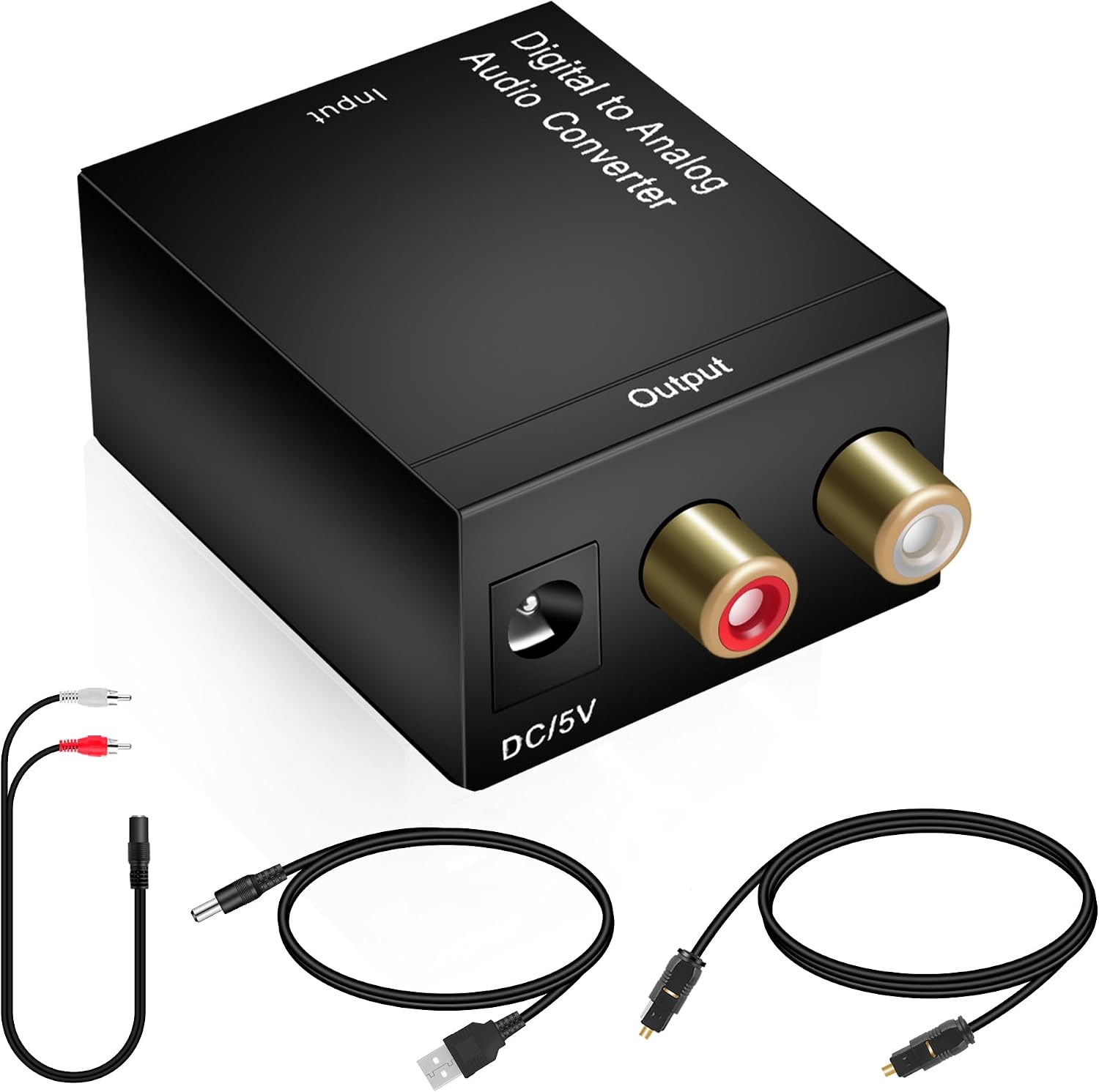 Digital Optical Coax to Analog Stereo Audio L/R Converter Adapter with Optical Cable RCA Cable,Adapter not Include