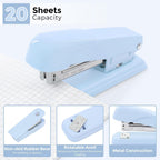 Blue Office Desk Accessories, Stapler and Tape Dispenser Set,10PCS