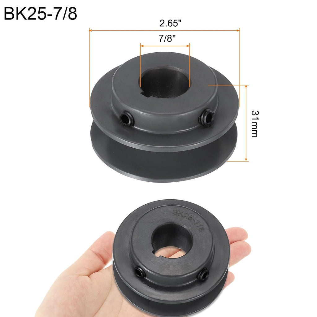 uxcell BK25-7/8 V-Belt Sheave 7/8" Bore x 2.65" OD Single Groove Web Sheave