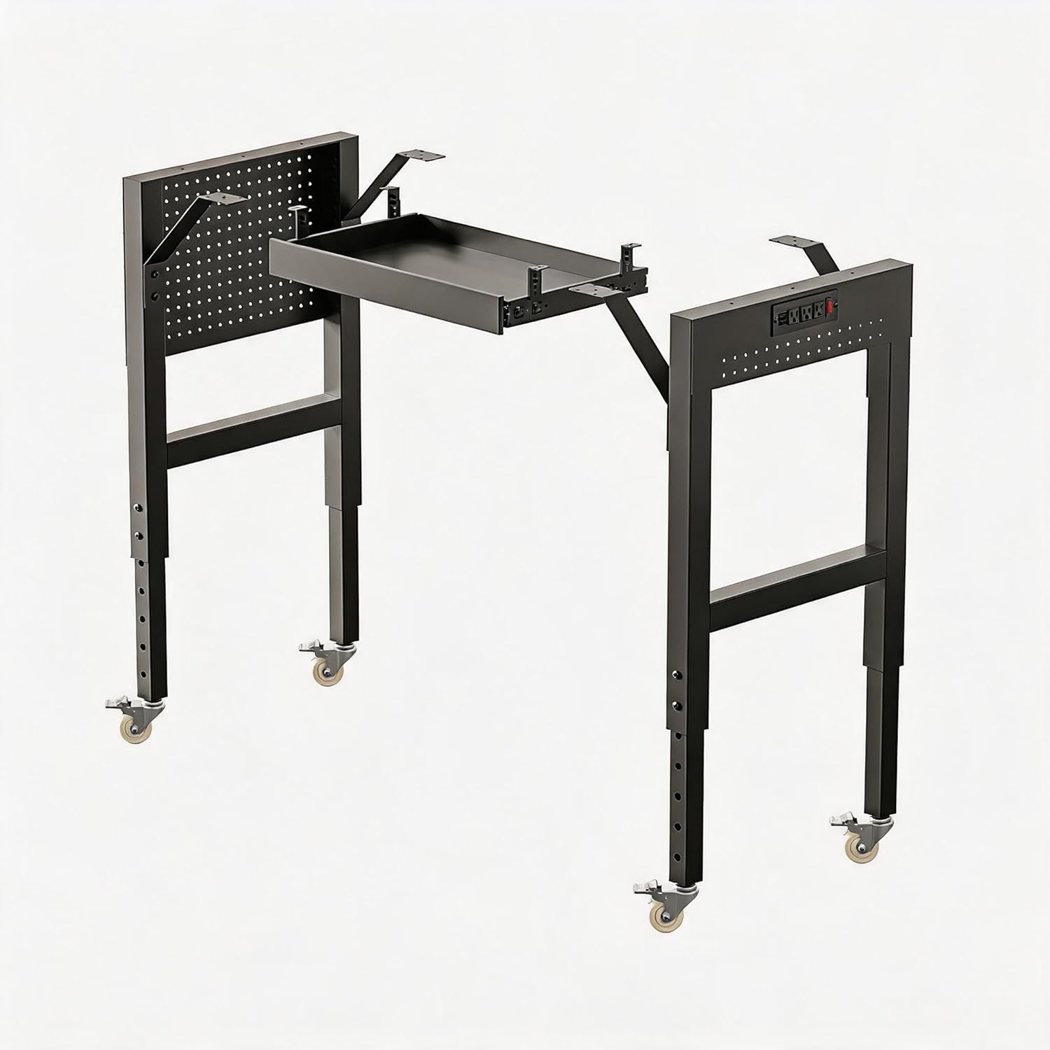 Heavy Duty Workbench Legs, 1500 LBS Load Metal Standing Desk Legs Height Adjustable 27.5“ to 40.5”, Features Lockable