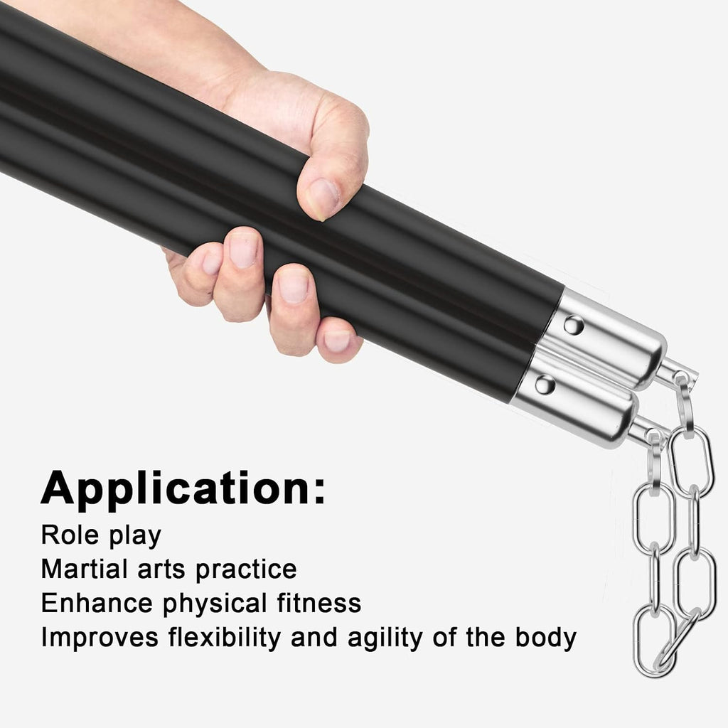 Nunchucks - Safe Solid Rubber Training Nunchucks/Nunchakus with Steel Chain, Suitable for Adults, Professionals to