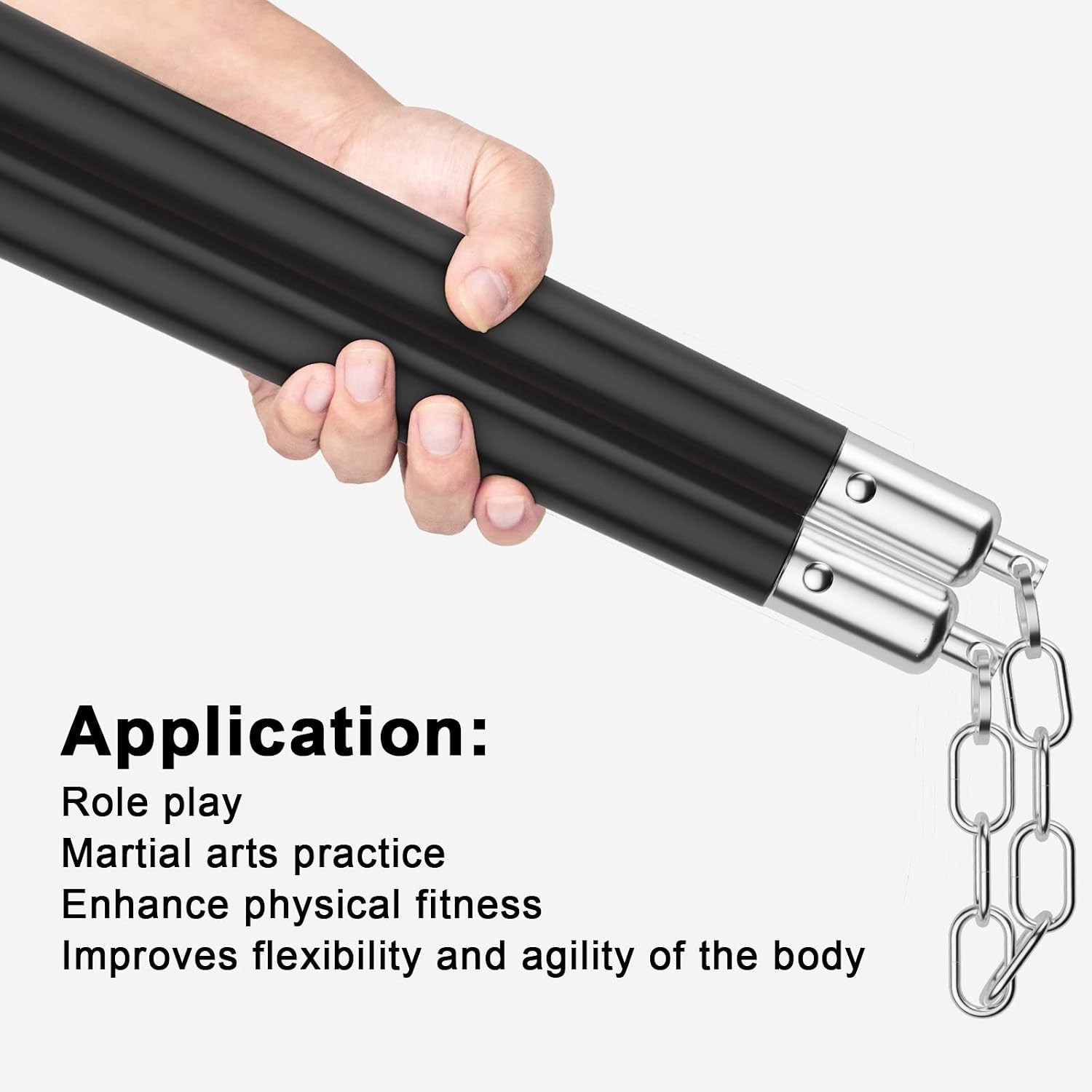 Nunchucks - Safe Solid Rubber Training Nunchucks/Nunchakus with Steel Chain, Suitable for Adults, Professionals to
