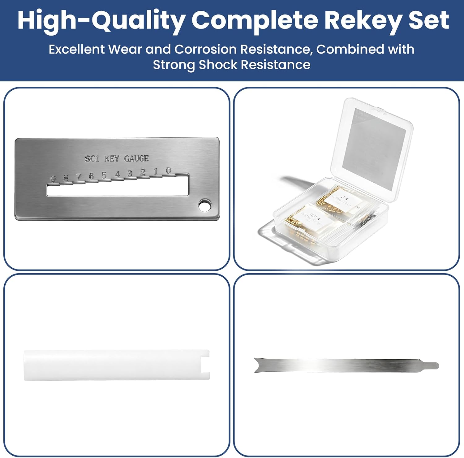 SC1 SC4 Rekey Kit for Schlage Locks, 500 Pcs | Bottom Pins 0-9, 50 Each, Professional DIY Tool