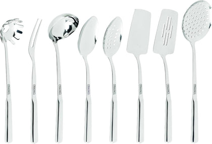 Kitchen Utensils Set, 8 Piece Stainless Steel Cooking Utensil Set, Includes Spatulas, Spoons, Pasta Fork, Deep Ladle