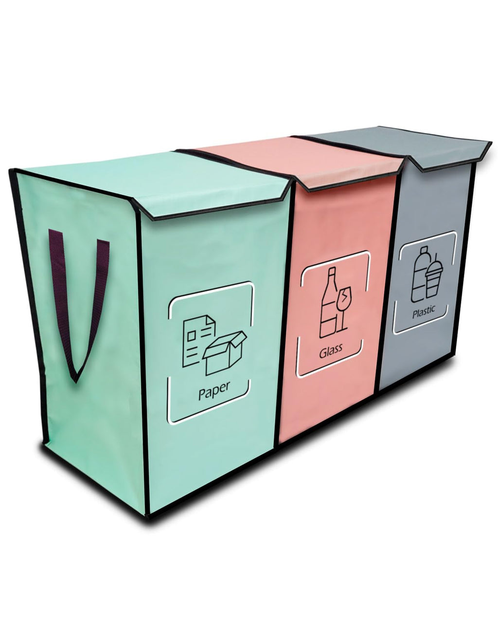 Recycling Organizer - Reusable Recycling Bags - Recycling Sorter - Trash Sorting Bins - 3 Compartment Recycle - Pack