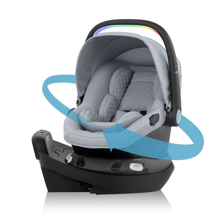Revolve180 LiteMax NXT Rotating Preemie and Infant Car Seat | w/ SensorySoothe, Green & Gentle Fabric, SensorSafe