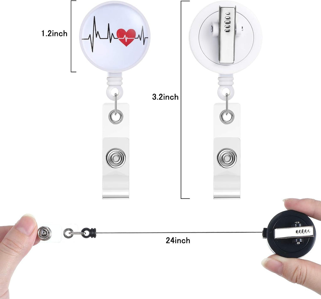 Nurse Badge Holder Reel Retractable, 6 Pieces Holder ID Badge Reel Alligator Clip Cute Funny Work Name Tag ID Card