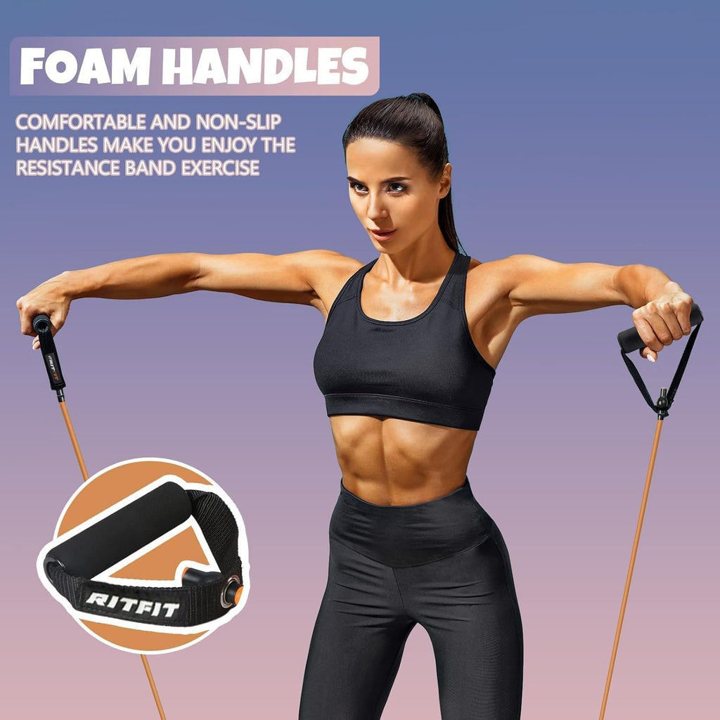 Single Resistance Bands with Handles Door Anchor for Home Gym | Door Anchor, Workout Guidance included, Exercise