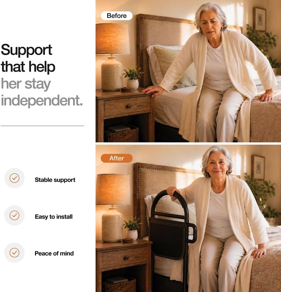 Bed Rails for Elderly Adults Safety Bed Assist Rails for Seniors with Adjustable Heights ASTM Approved Easy to get in
