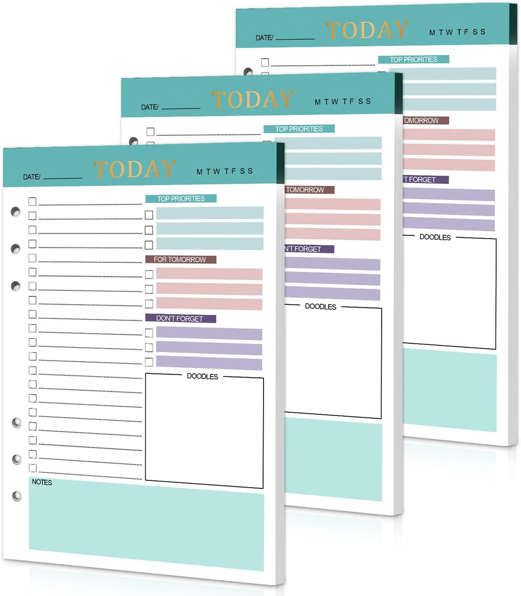 A5 Refill Paper Planner Inserts, 3 Pack 6 Holes Loose Leaf Refill Paper, 300 Pages Budget Planner Binder Inserts