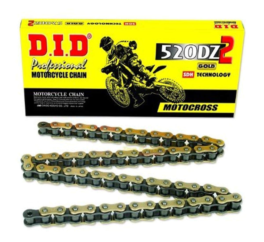 DID (520DZ-102) Gold 102 Link High Performance DZ2 Series Non-O-Ring Chain with Connecting Link