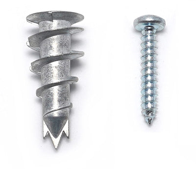 CONFAST Zinc Self-Drilling Drywall/Hollow-Wall Anchor Kit, 100 Pieces (50#8 Anchors+50 Zinc Plated Screws)