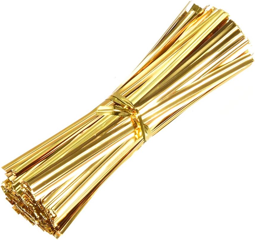 4 Inches Metallic Twist Ties for Bags Gold 2000pcs