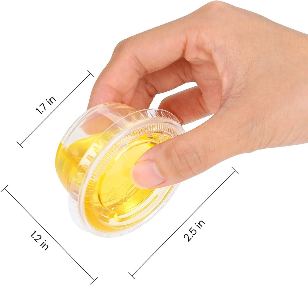 Clear Disposable Plastic Portion Cups with Leakproof Lids | 2 Oz, 100 Sets | BPA Free, Recyclable Jello & Dipping