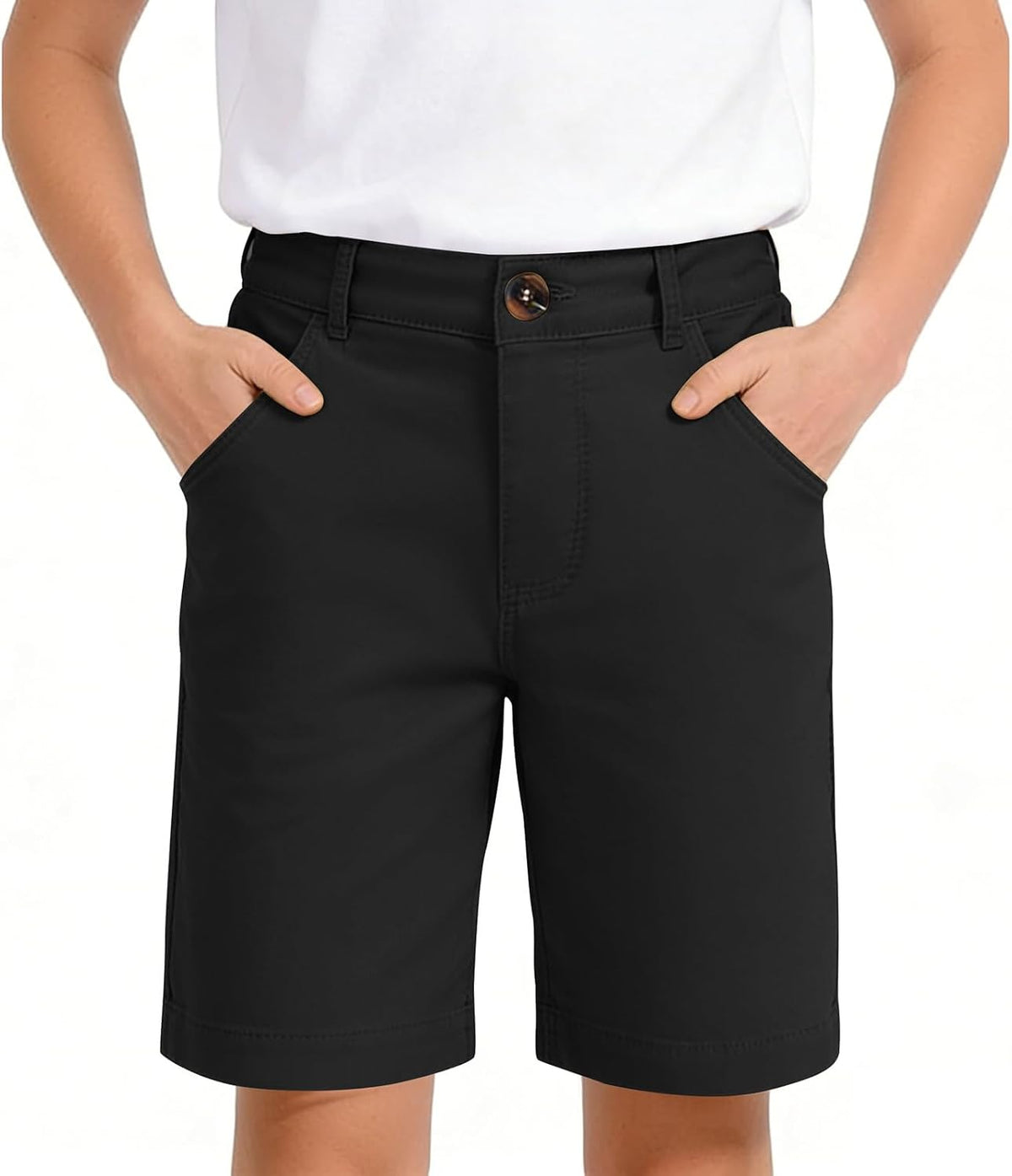 Uniform Shorts for Girls Stretch Twill Pull On School Uniform Bermuda Shorts with Pockets Teens Junior Clothes 5-16Years
