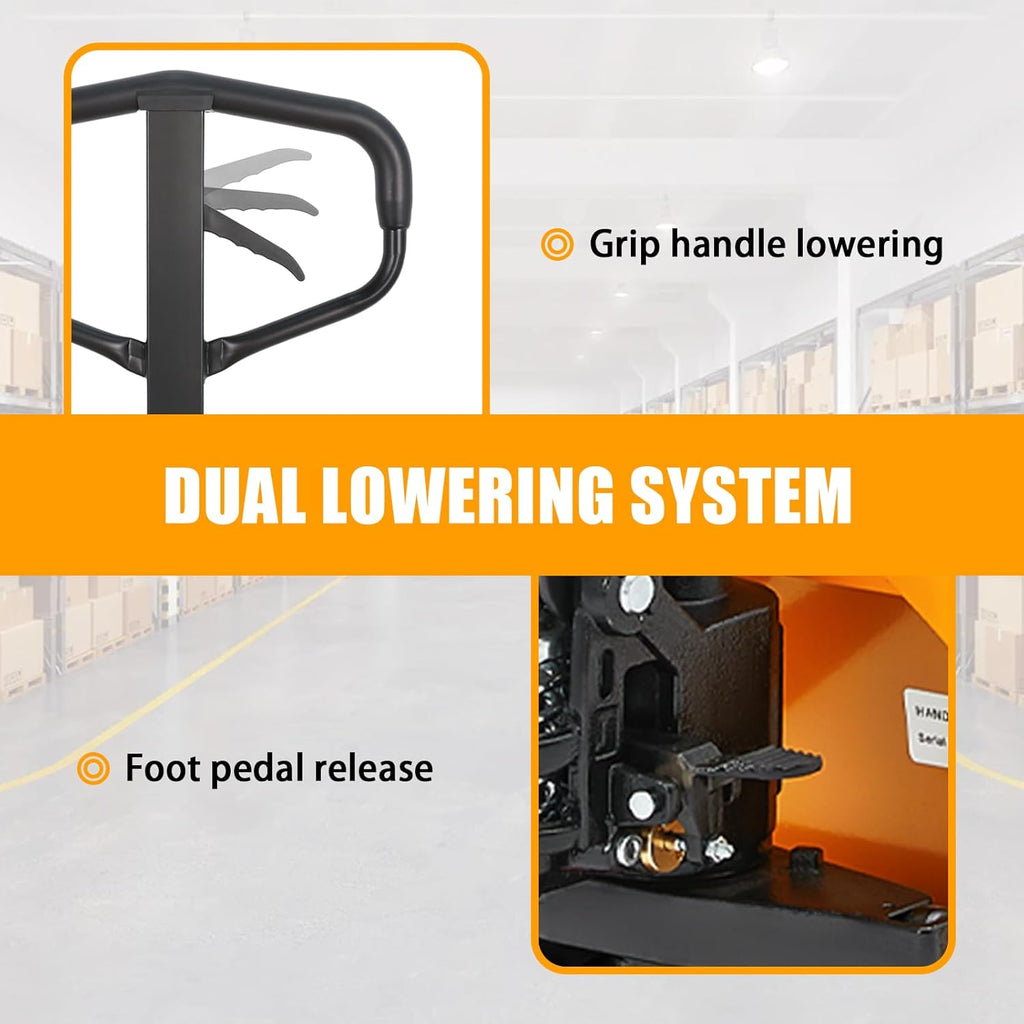 Pallet Jack Truck, 5500lbs Capacity 21" W x 48" L Narrow Forks | Heavy Duty Industrial Manual Pallet Lift for